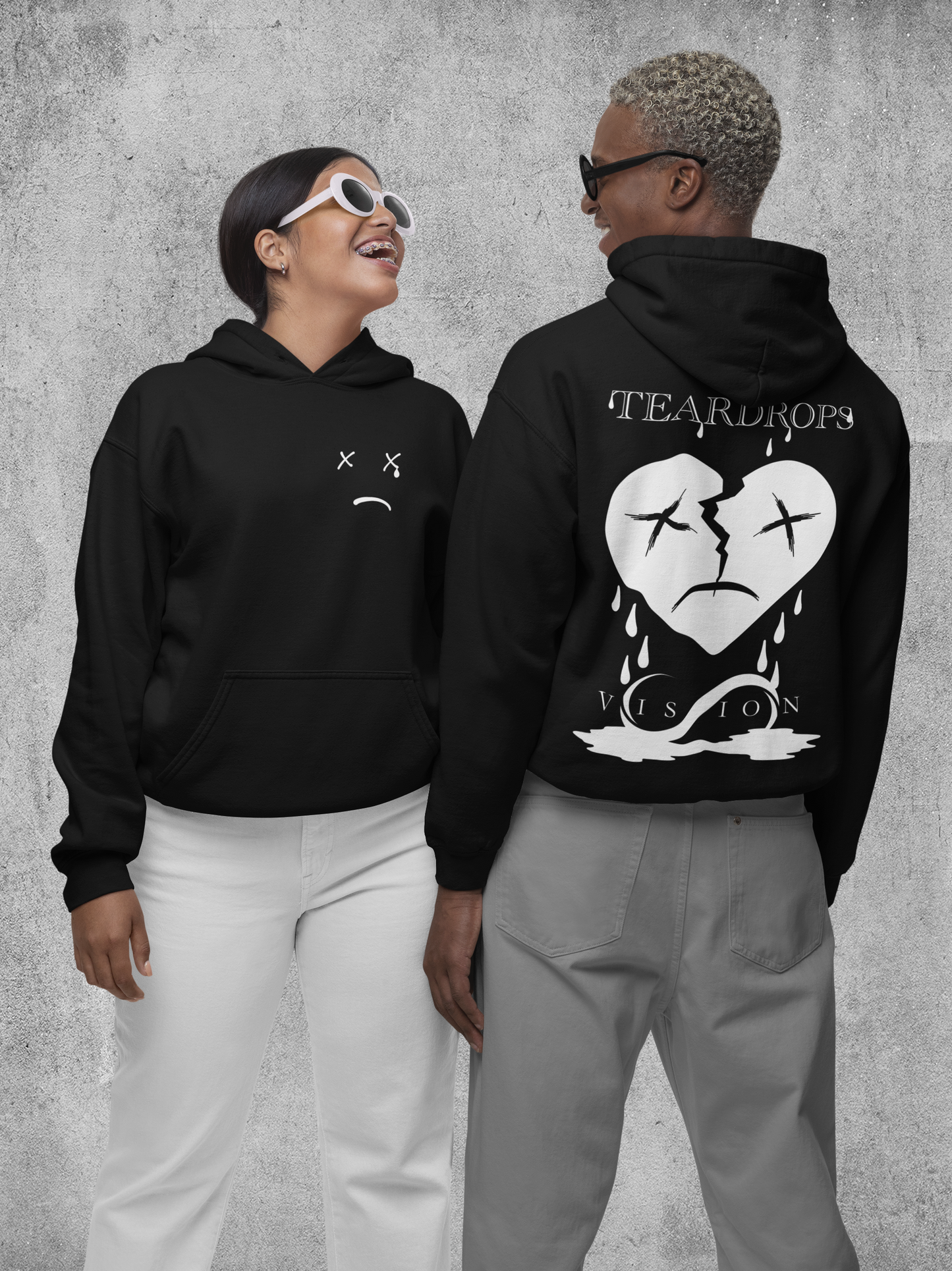 Teardrops Hoodie Schwarz